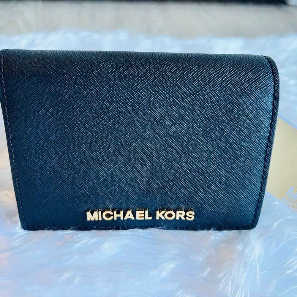 Michael Kors Black Card Holder with Gold Logo